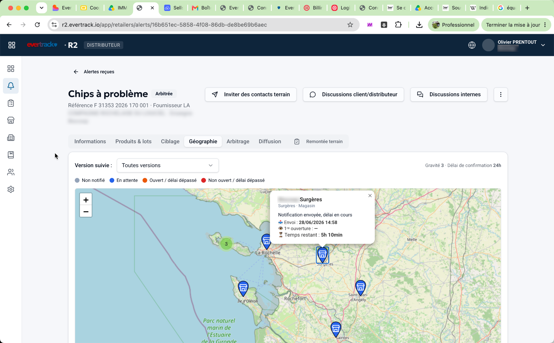 Géographie : carte des notifications et délais de confirmation